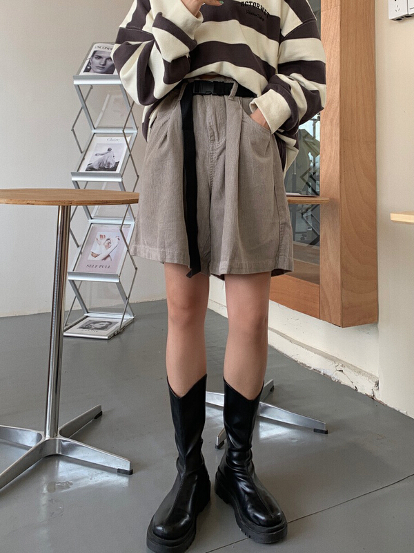 [lab eeda] Vintage loose slim casual shorts (with belt) 2912# ozq