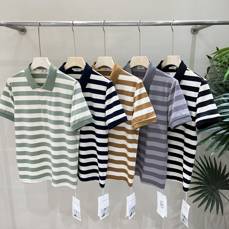 New in early summer! [maibia] classic stripe casual Polo p6676# ZZL