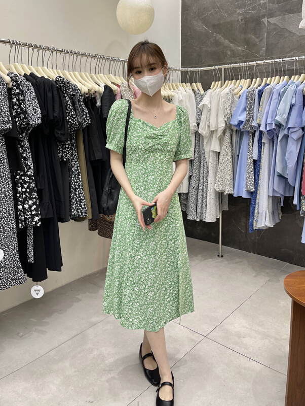[uone] fresh and playful split floral dress 097801# LSL