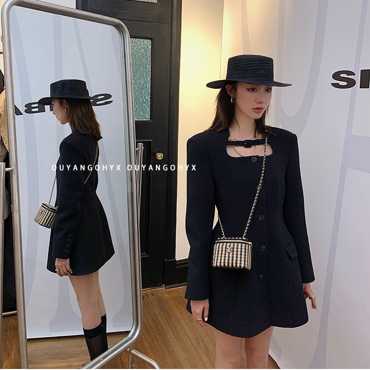 New year in early spring! [I do do] Korean version fashion temperament simple waist closing suit 6011\cqw