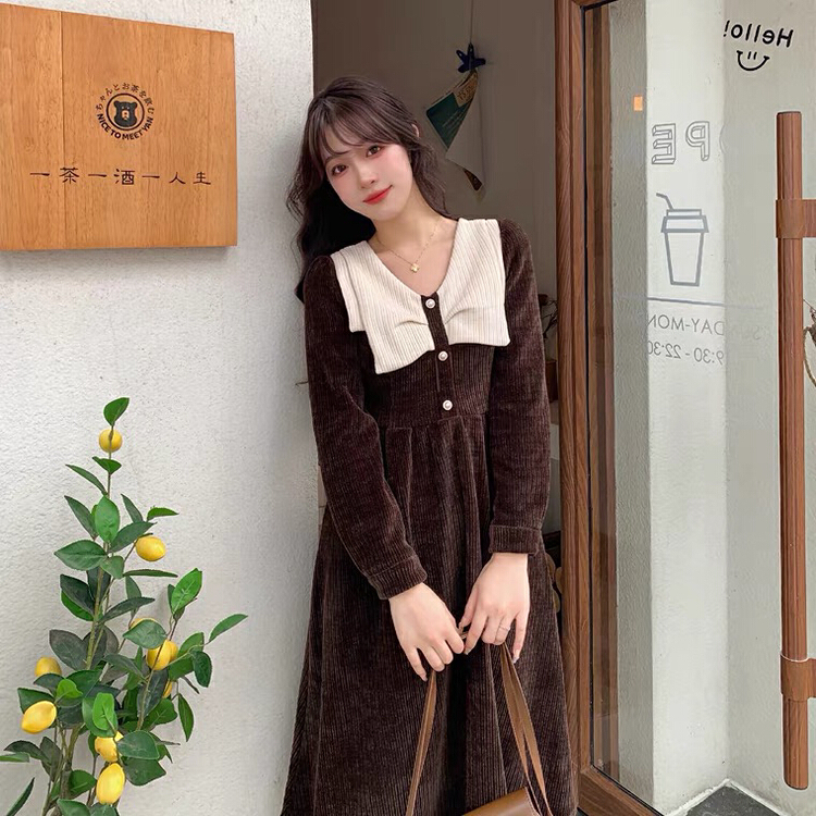 New year in early spring! [L.L studio] French Vintage corduroy dress 6936# hjy