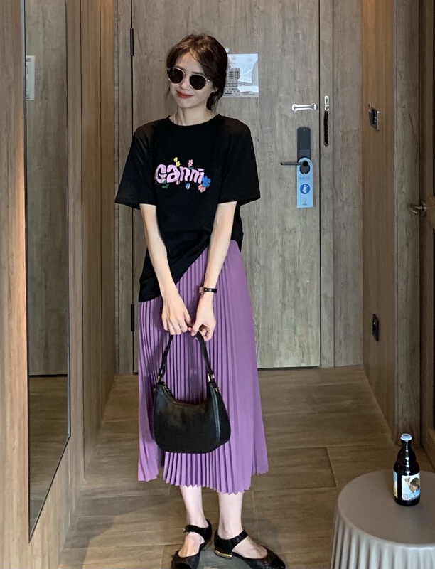 goods in stock! New in early summer! [h2-studio] Korean high waist solid pleated skirt a263# HBx