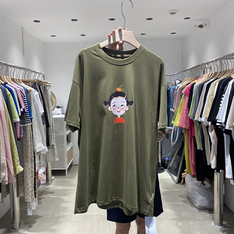 [Hello] Korean casual girl loose long short sleeve T-shirt 8860# XYY