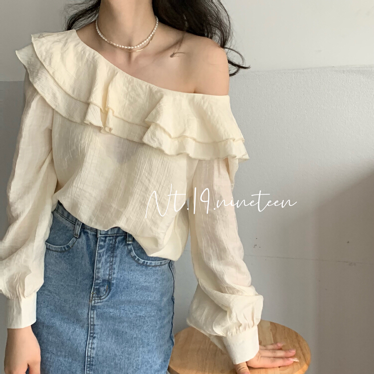 [19. Nineteen] double layer ruffled soft wind shirt (with back chain) 313# ll