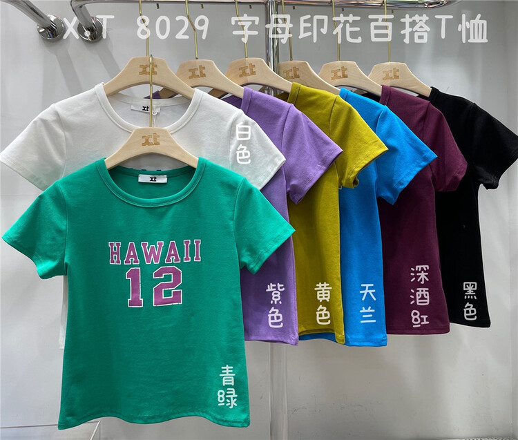 [XT] crew neck comfortable printed short sleeve T-shirt 8029# ll