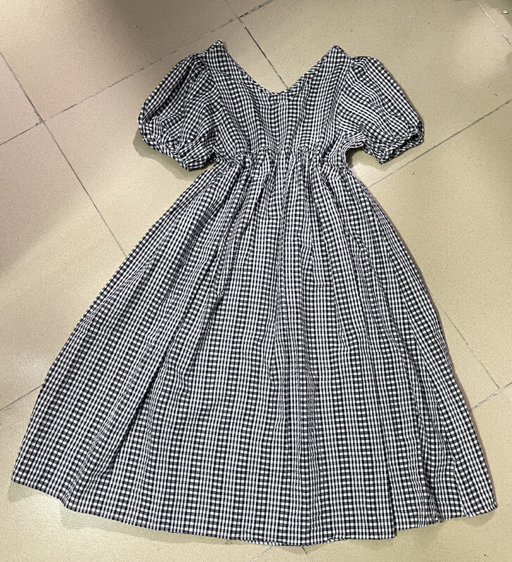 【 September 】 temperament slim V-neck bubble sleeve dress 66907# ozq