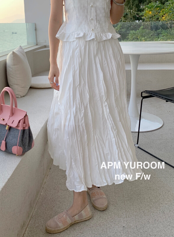 goods in stock! New year in early spring! [APM yuroom] versatile slim pleated skirt 22108# LSL