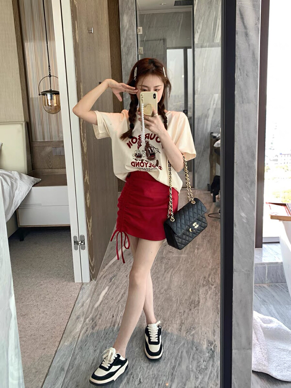 [X.C] vitality cartoon versatile Top + slim Hip Wrap Skirt Suit 563# WPL