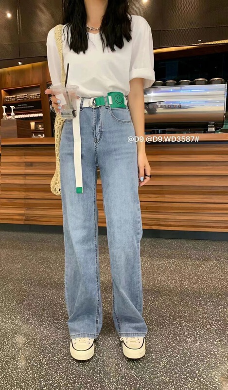 [x2 square] Korean high waist comfortable jeans (with belt) wd3587# ll