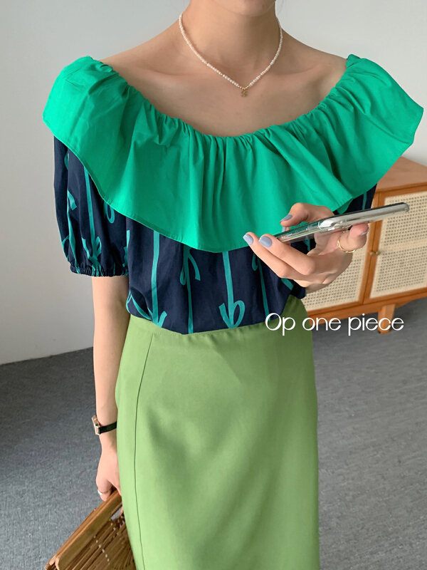 [OP one piece] Korean Ladies' one shoulder shirt 3156# hjy