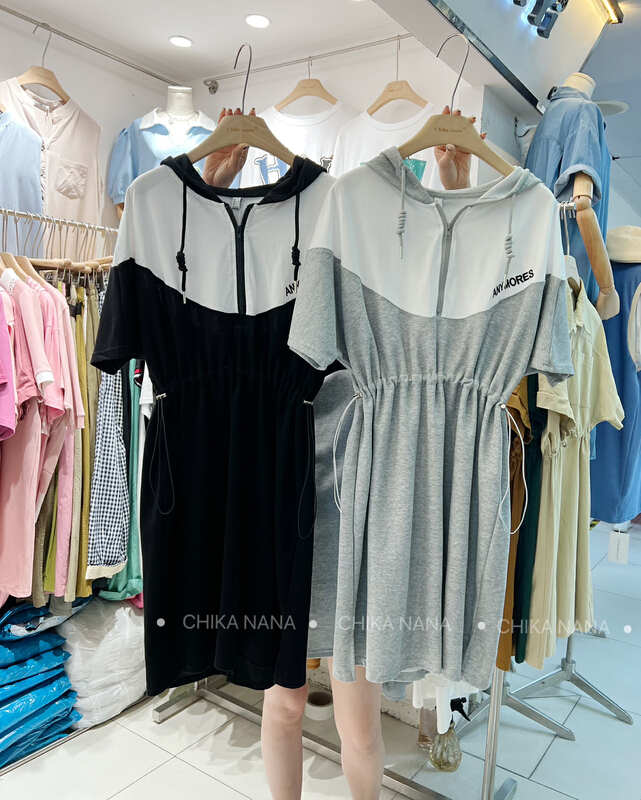 [Chika. Nana] summer new loose large cap age reduction waist slim casual dress 6635# cqw
