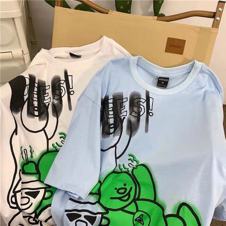 [venue] funny cartoon print versatile short sleeve T-shirt zd811# CSX