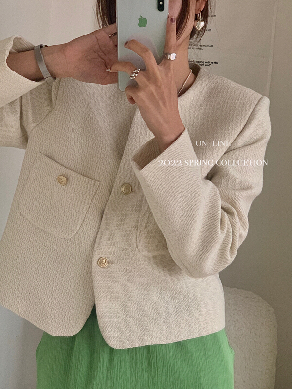 goods in stock! New year in early spring! [on line] round neck exquisite single breasted Xiaoxiang short coat 6167# lwy