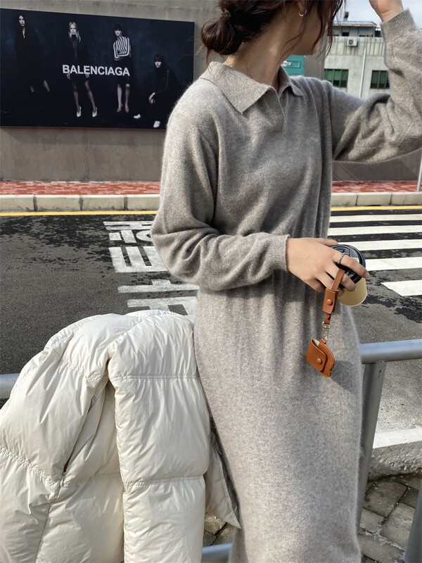 Early winter NEW! [clean space] elegant temperament, waist closing and thin dress (including 33% raccoon and 15% wool) 30603# CLS