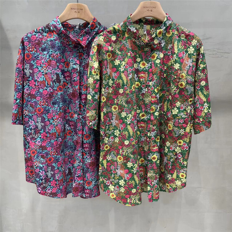 [fabric] Korean Vintage flower textured shirt 562095# L