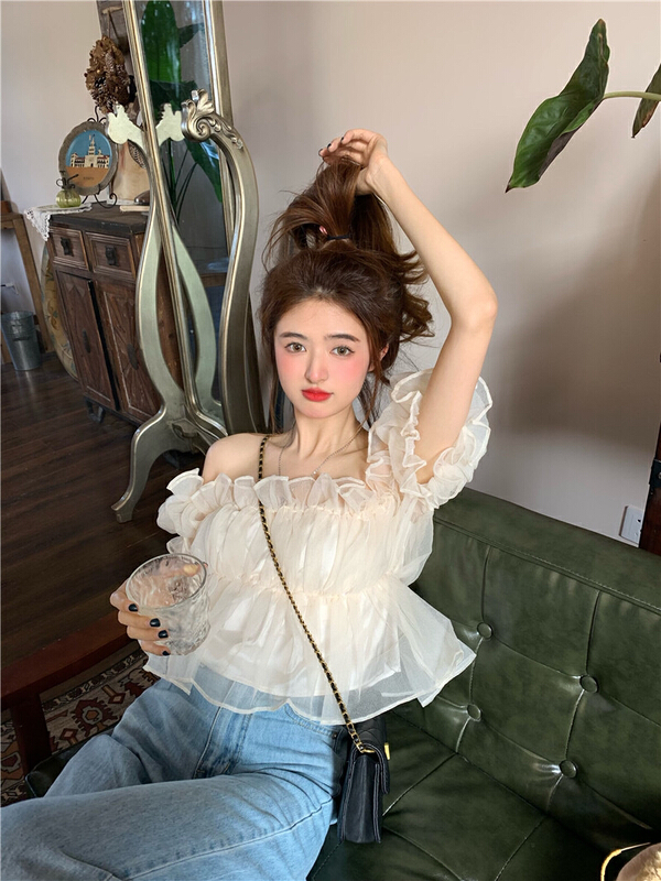 [timely rain] Han Feng ins one shoulder hot girl design shirt 99974# WPL