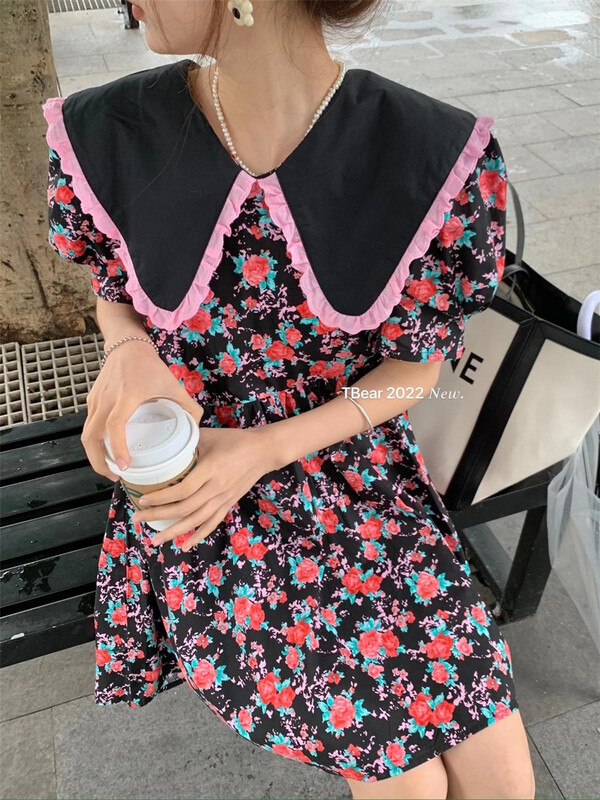 New in early summer! [t.bear] floral large lapel doll dress 28560 # zxx