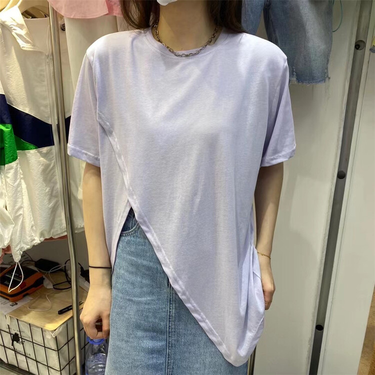 [an studio] round neck Korean comfortable short sleeve T-shirt ys1-8706# ll