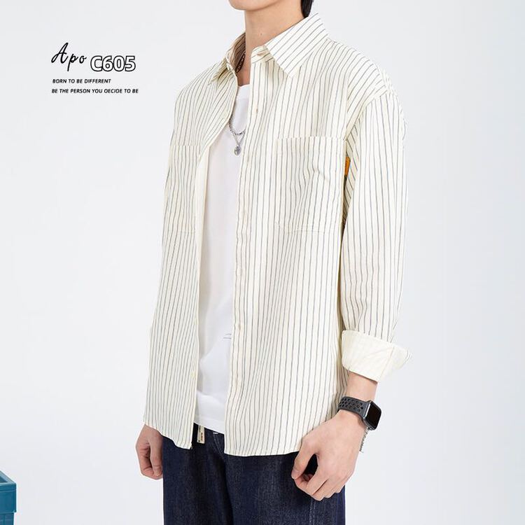 [apo] versatile casual stripe shirt c605# ZZL