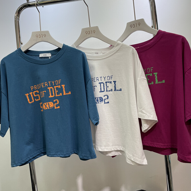 [9319] short letter printed short sleeve T-shirt 123# L