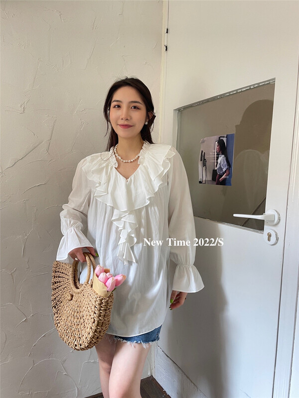 [new time] simple solid color lace sunscreen blouse 1176# XYY