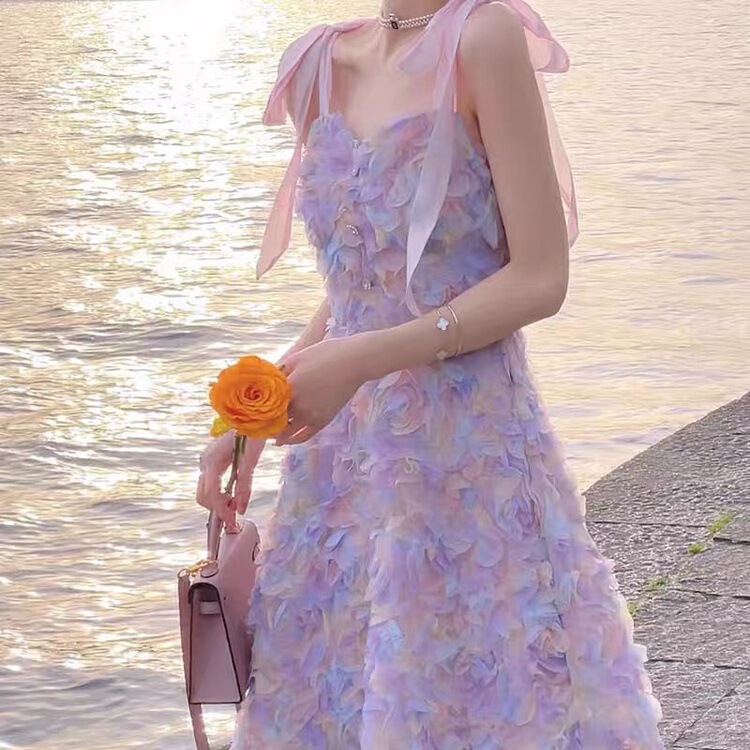 goods in stock! New in early summer! [Yingying new clothes] sweet Fairy Spirit, slim and slim three-dimensional flower dress 7269# Cl