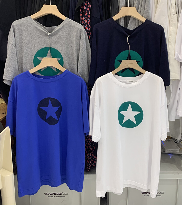 [sanbara] loose and versatile five pointed star printed short sleeve T-shirt 9583# LSW