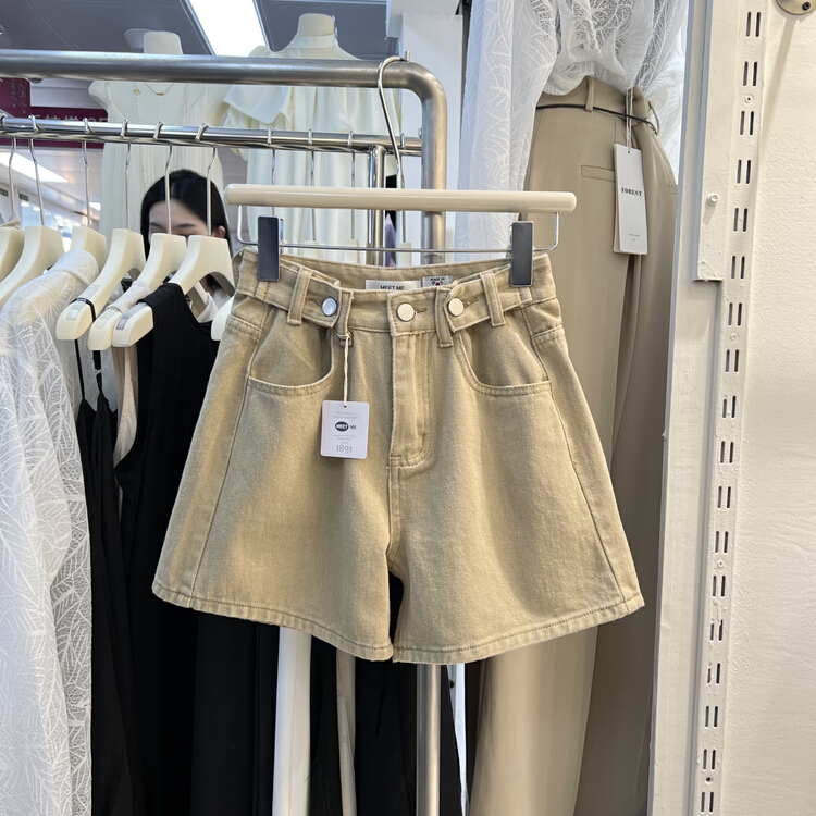 New in early summer! [meet me] adjustable Khaki denim shorts 61267# ll