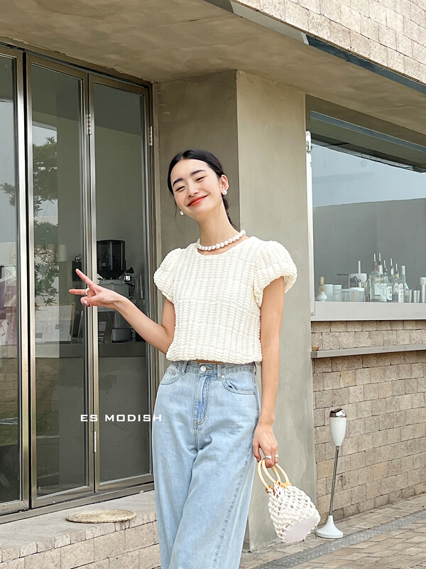 [es modish] minority knitted temperament shirt bl1667# XYJ