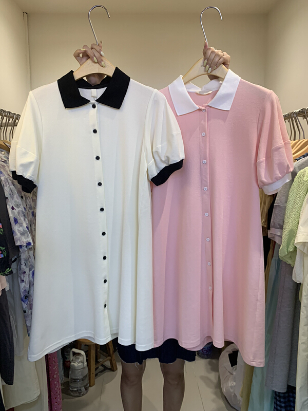 [cepar] Korean casual single breasted dress 7193# hjy