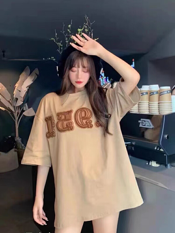 New in early summer! [Nancy] commemorative flocking letter short sleeve T-shirt 8652# WPL