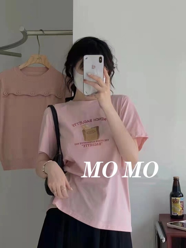 New in early summer! [Momo] Korean loose casual printed short sleeve T-shirt 3838# HBx