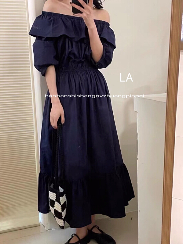New in early summer! [ay] chic ruffled one line shoulder slim waist dress 99089# zyh