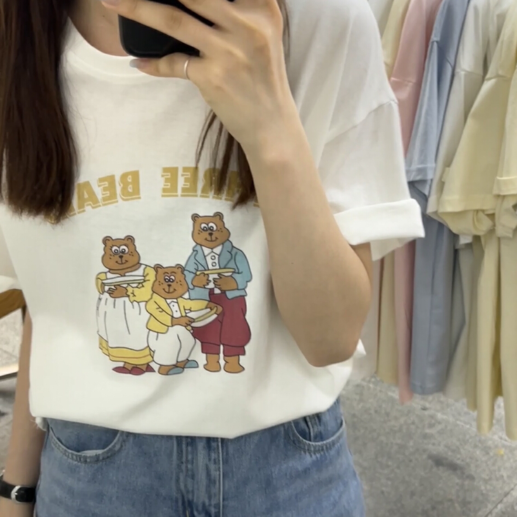 [Li Bai] printing design loose short sleeve T-shirt 2823-14# ll