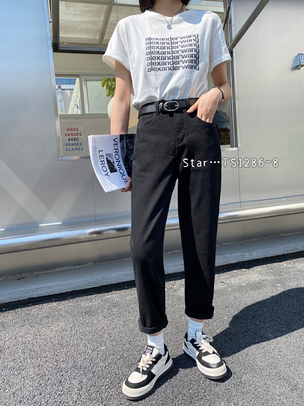 goods in stock! New year in early spring! [star] Korean version of high elastic and thin Harlan jeans (with belt) ts1286-8# CLS