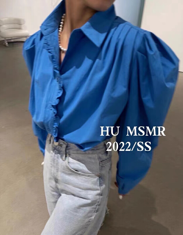 goods in stock! New year in early spring! [MI] Korean loose bubble sleeve lace shirt 8747# PCZ
