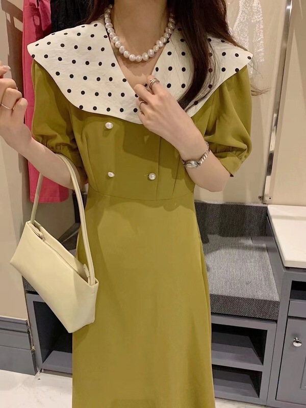 [sunny] Korean style wave point collar dress 1922# hjy
