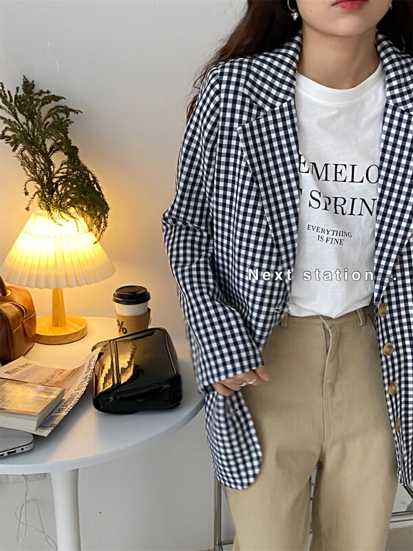 New year in early spring! [next station] Korean style casual Plaid suit a21579# ZSY