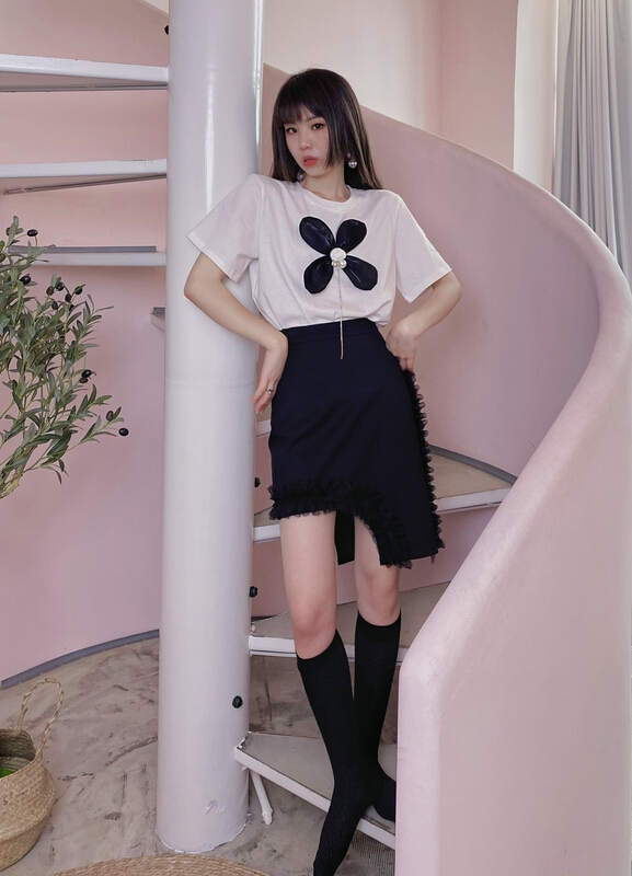 New in early summer! [twins] Korean style elastic skirt with irregular edges 3067# hjy