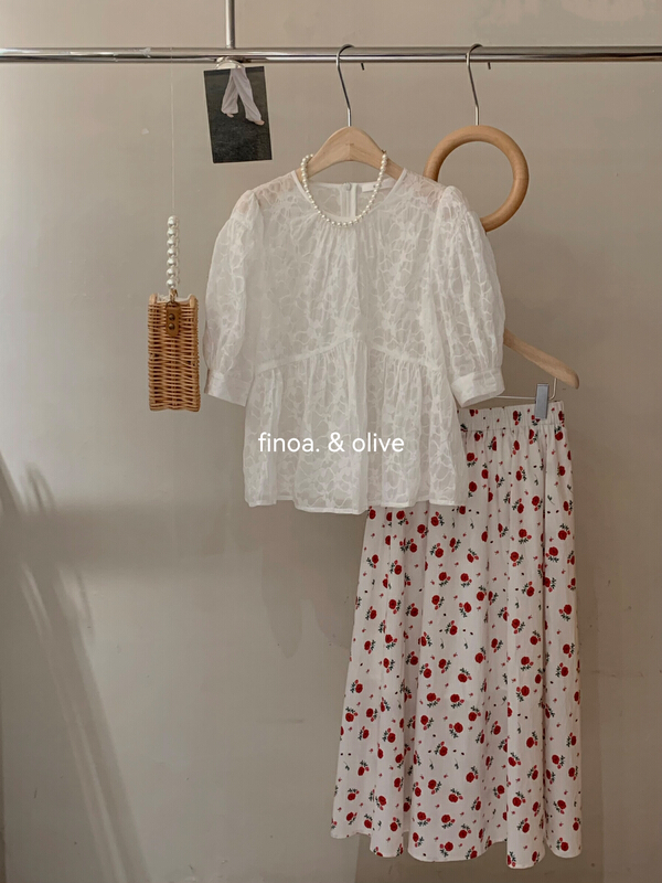 goods in stock! New in early summer! [finoa] Korean casual light and thin Crocheted blouse 1092# CLS