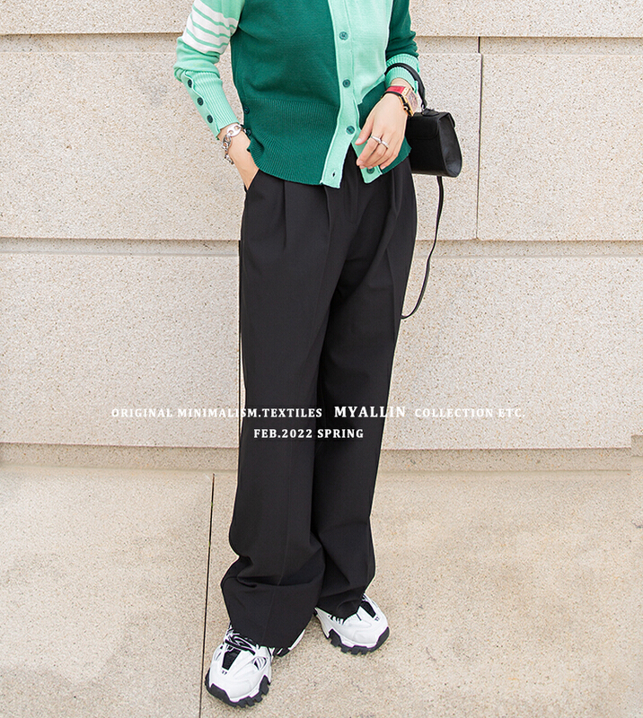 New year in early spring! [myallin] personalized wide leg front pleated trousers 8001# ozq
