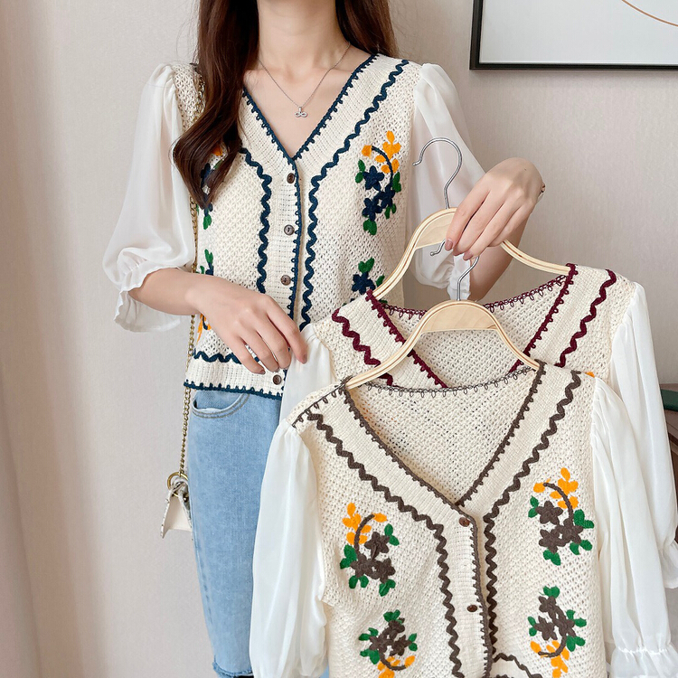 [f · P] foreign style embroidery hollow out blouse 19010# HBx