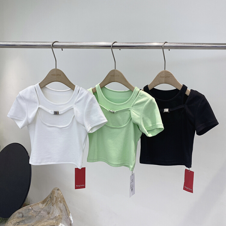 New in early summer! [Yang lotus] fashion folding design shirt s12211147# ozq