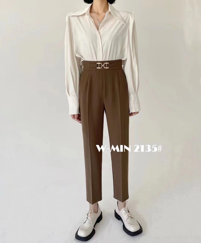 New year in early spring! [w.min] Western style, versatile, small foot comfortable trousers (with belt) 2135# CLS