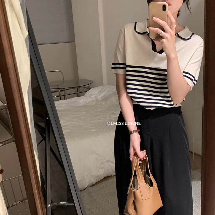 [Imiss] striped slim versatile T-shirt cx0186# LSW
