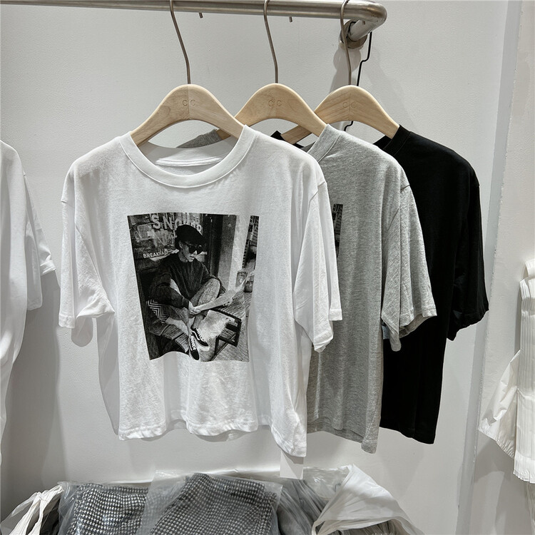 [C.C] graphic print versatile short sleeve T-shirt 10090# XYJ