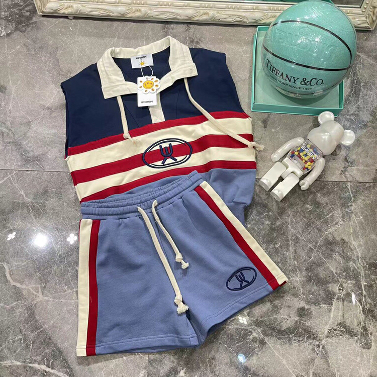 [Nancy] loose color matching top + casual sweatpants set 6319# WPL