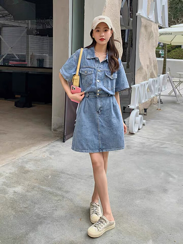 [L.L studio] retro versatile loose waist denim skirt 5110\pcz