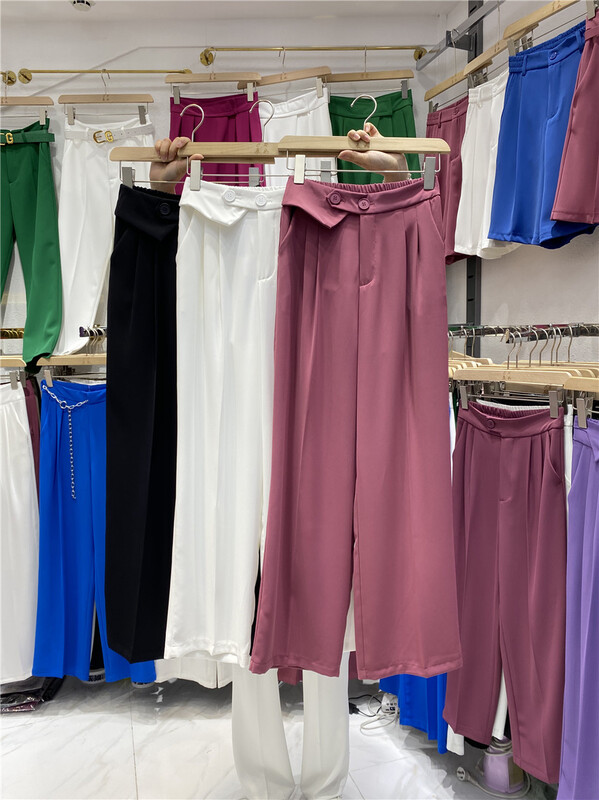 goods in stock! [chenru] simple elastic waist wide leg trousers 2936# hjy