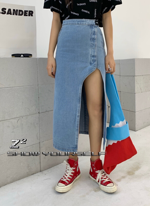 New in early summer! [Z2] Korean side slit denim skirt 8004# WTT